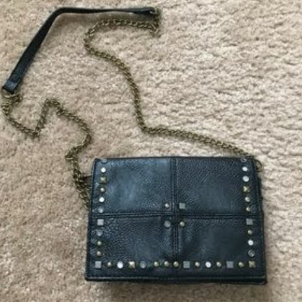 Mossimo Faux Leather Crossbody Purse w/ Metallic Silver/Gold Studs Details
